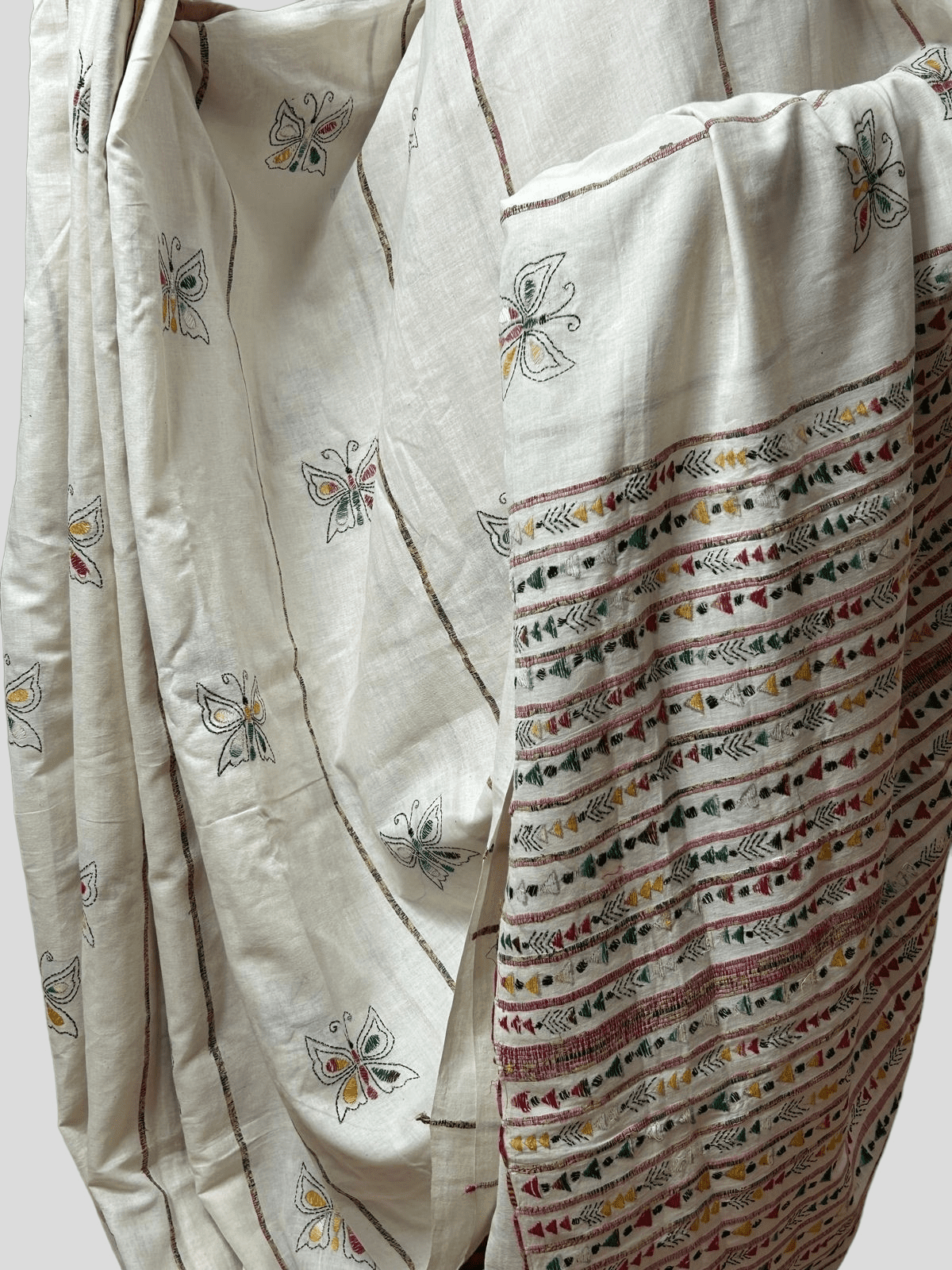 Pure hand kantha work on bengal khesh cotton saree - Thread Root Story