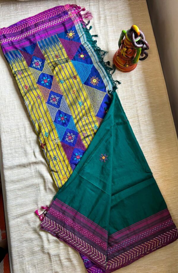 Maheshwari Silk Saree with Lambani Hand Embroidery