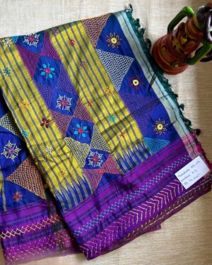 Maheshwari Silk Saree with Lambani Hand Embroidery