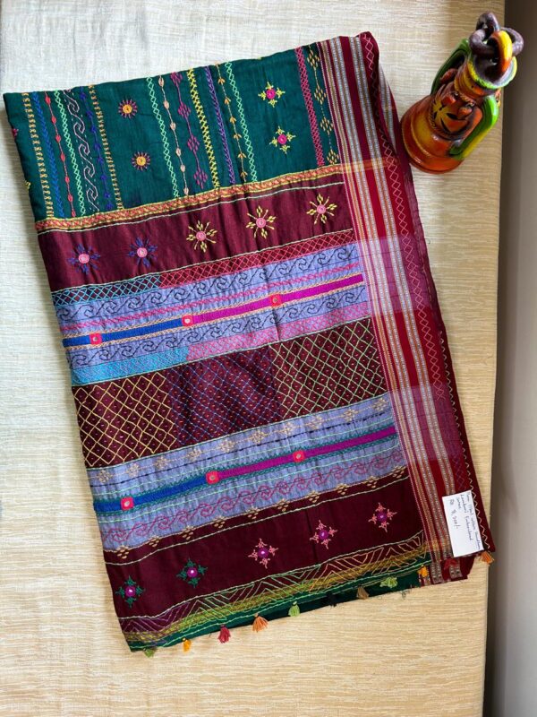 Pure Handloom Ilakal Saree with Lambani Hand Embroidery