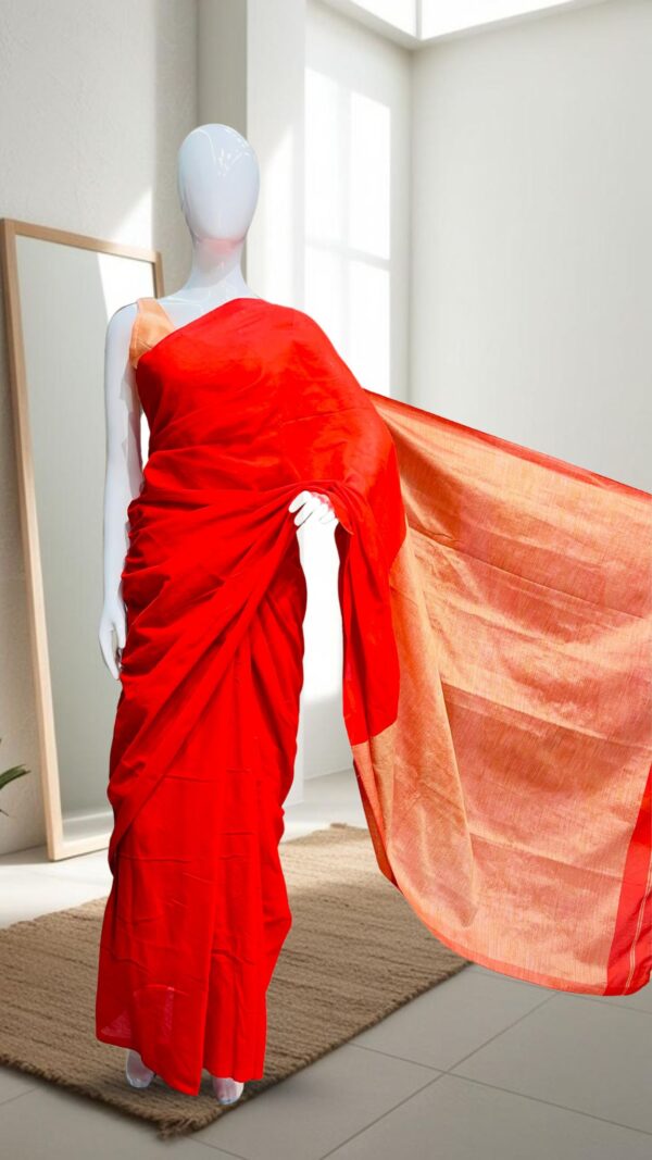 Red with Golden Pallu