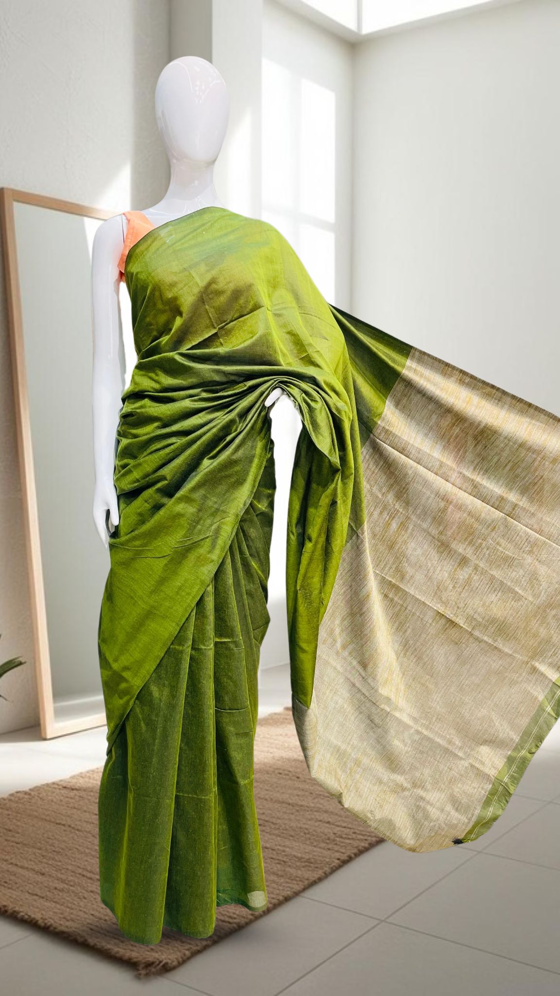 Green with Golden Pallu