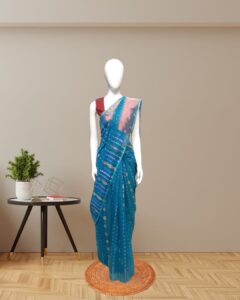 Copper Jamdani Woven Saree with Traditional Motifs front