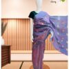 Cotton Saree with Embroidery Work – Purple with Rama Green
