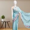 Cotton Sarees with Embroidery Work -blue