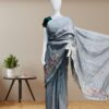 Cotton Sarees with Embroidery Work -Gray