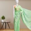 Cotton Sarees with Embroidery Work -green