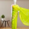 Cotton Sarees with Embroidery Work -lemon green