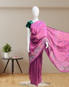 Cotton Sarees with Embroidery Work -rose pink