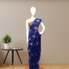 Elegant Blue Cotton Silk Saree with Golden Motifs front