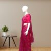 Elegant Pink Cotton Silk Saree with Golden Motifs side