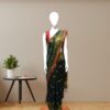 Exquisite Dark Green Handloom Mino Saree with Red & Gold Weave front