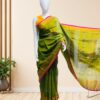 Handloom-Cotton-Saree-Green-with-Yellowgold-Border