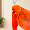 Handloom-Cotton-Saree-with-Buterfly-Embroidery-Orange