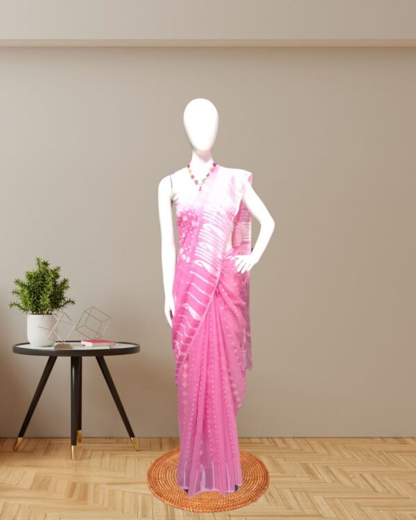 Pink Soft Jamdani Saree Front