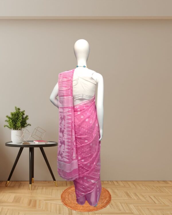 Pink Soft Jamdani Saree back