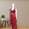 Red Cotton Muslin Saree with White Woven Motifs back