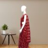 Red Cotton Muslin Saree with White Woven Motifs side