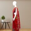 Red-Hand-Painted-Linen-Saree-Side