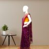 Royal Purple Saree with Golden Motifs side