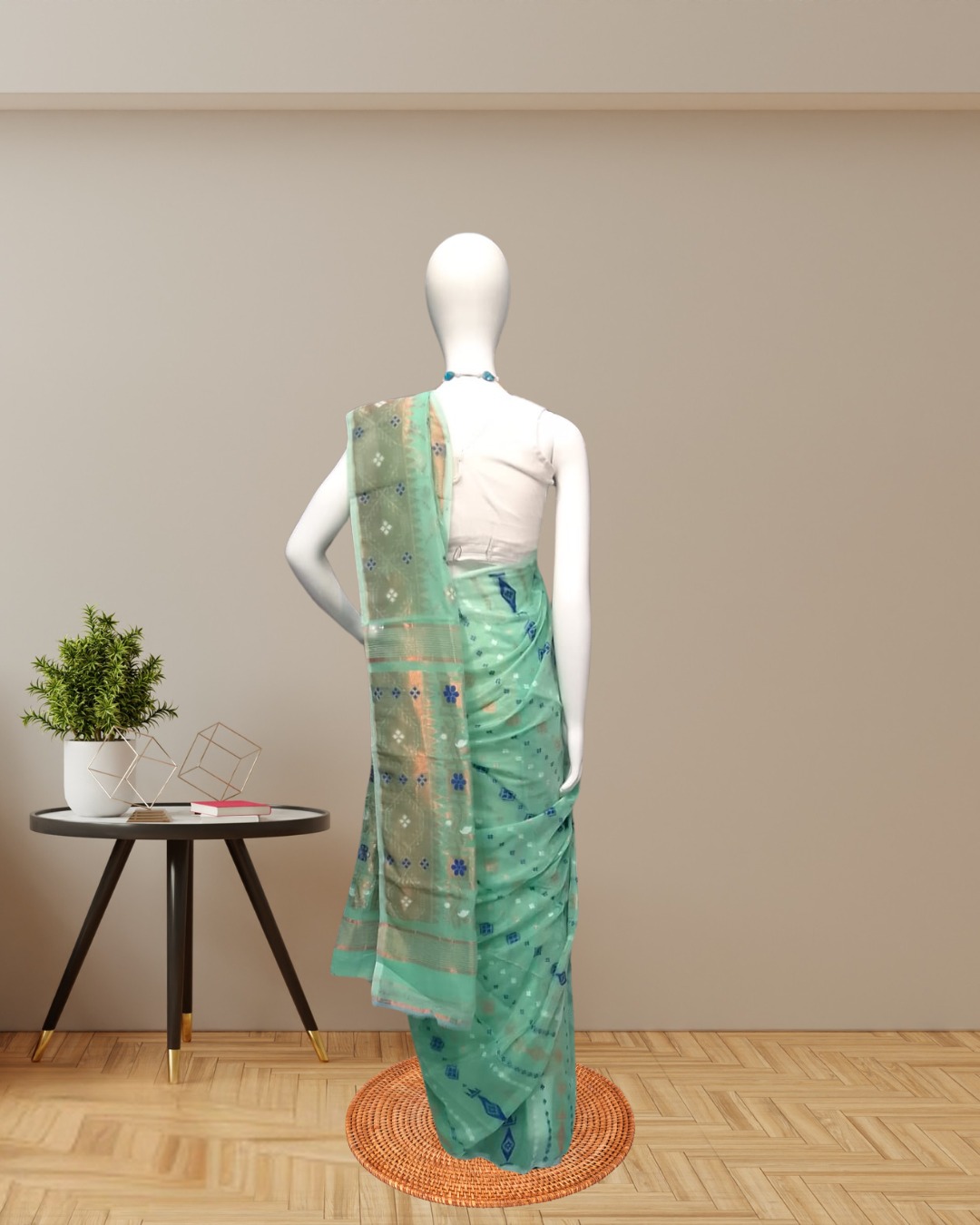 copper-jamdhani-saree-back