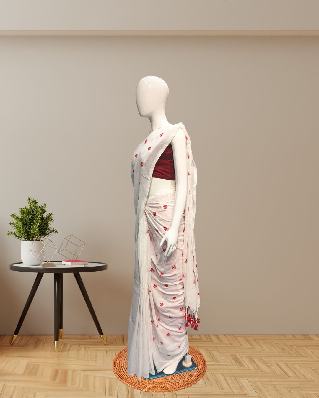 Handloom Cotton Saree with Parijata Motifs