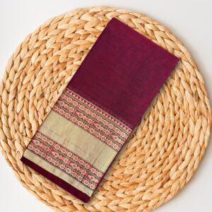 Exclusive Deep Maroon Narayanpet Pure Cotton Saree