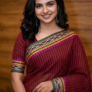 Maroon Narayan Peth Pure Cotton Saree