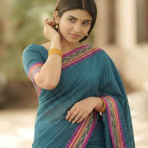 Peacock Green Narayan Peth Pure Cotton Saree