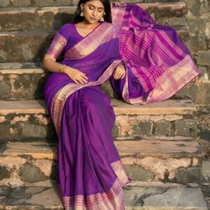 Purple Narayanpet Pure Cotton Saree