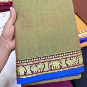 Ragini – Narayan Peth Pure Cotton Saree Olive Green