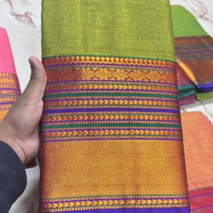 Sudarshini – Narayan Peth Pure Cotton Saree Mehendi Green